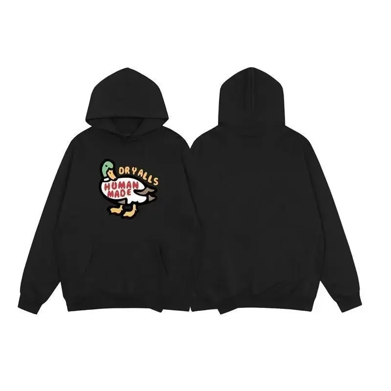 

2025 Humanmade Unisex Couple Cartoon Flying Duck Print Retro College Ins Style Cotton Loose Versatile Hooded Sweatshirt