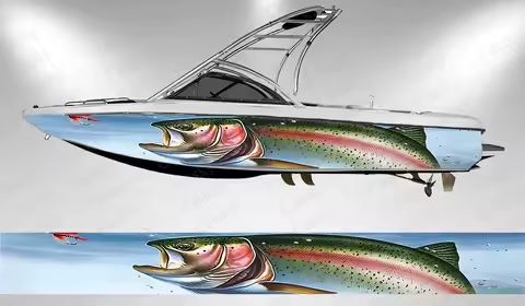 animal Trout Boat Stickers Vinyl Boat Wrap for Pontoonman Console Deck Boat Fishing Platform Decal Sticker