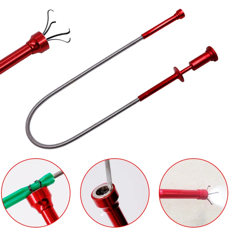 

F50 Flexible Magnetic Pick Up 620mm Claw LED Light Torch Curve Grabber Grip Tool 3V Durable LED Flashlight Pick Up Tools