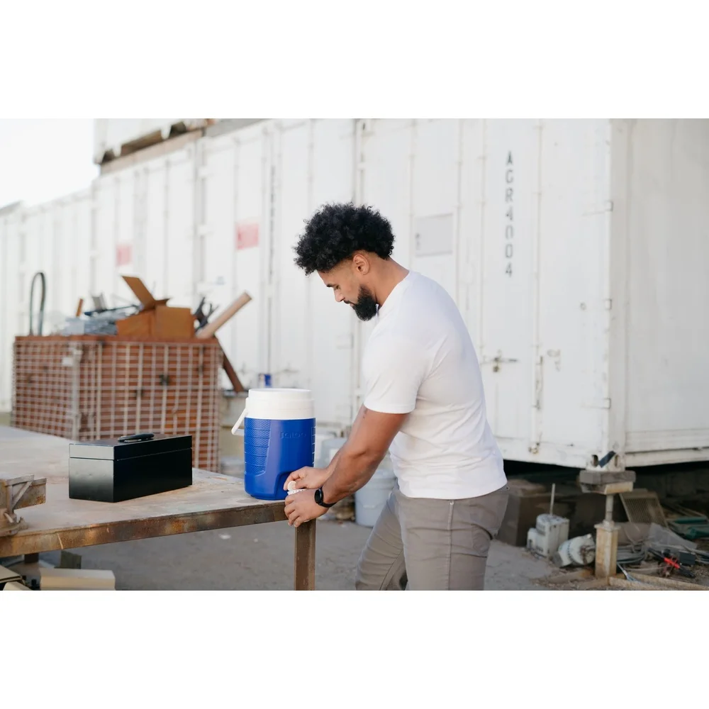 2 Gallon Insulated Sports Beverage Cooler Jug with Spigot Handle Easy Grip Wide Opening Camping Events Training