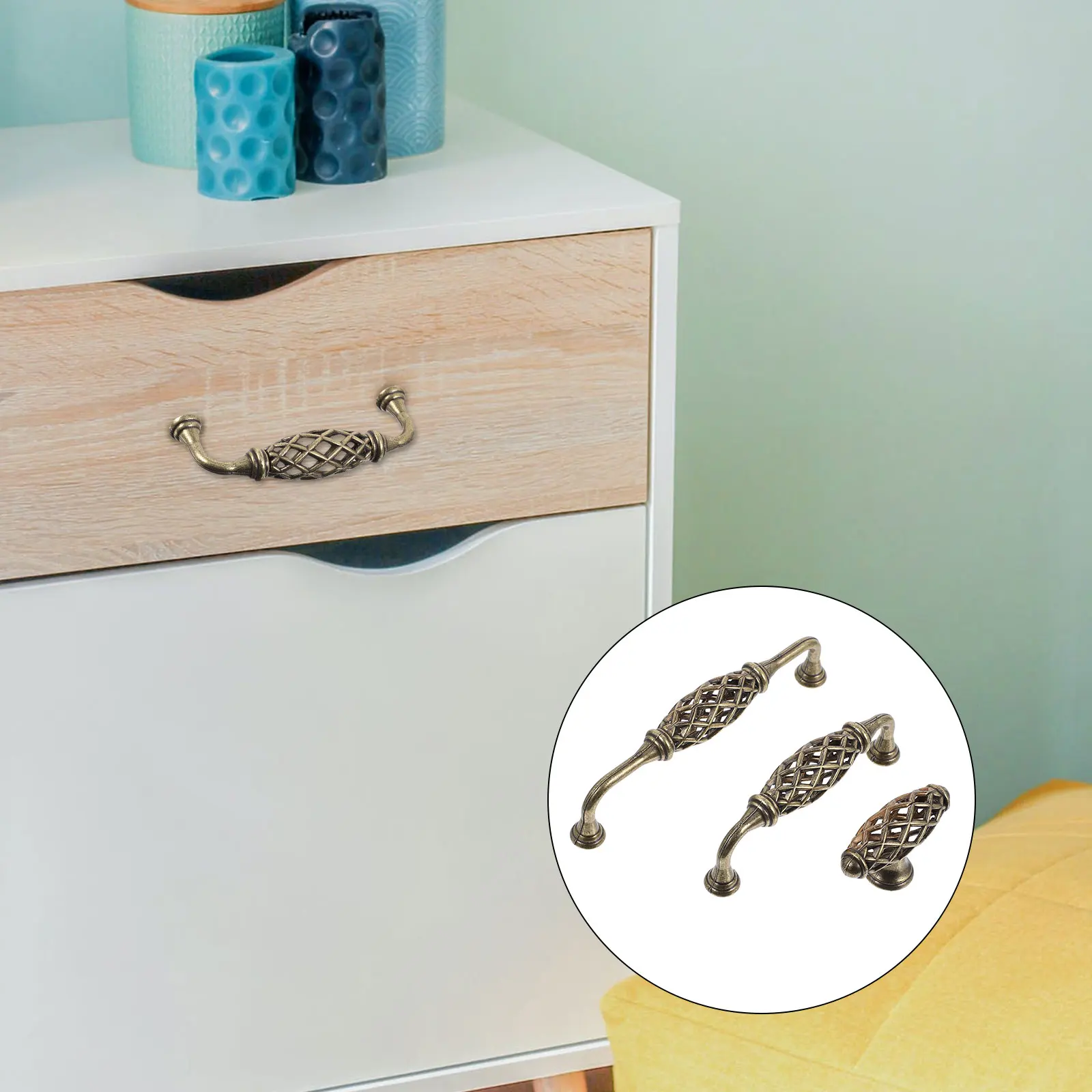 

3 Pcs Cage Handle Vintage Furniture Door Pulls Drawer Knobs Cabinet Handles