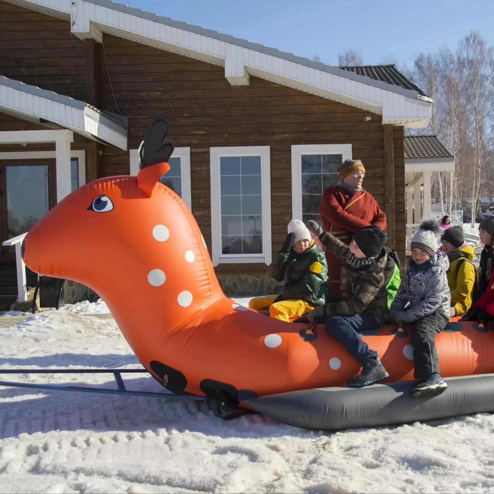 Durable Inflatable PVC Snow Tube, 4 Person Winter Sled, Outdoor Sledding Fun, Family Snow Sports Toy