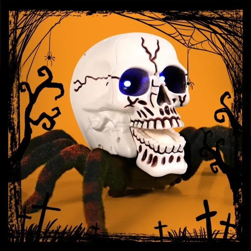 Infrared Remote Control Electric Skull Wolf Spider Halloween Simulation Prank Decoration