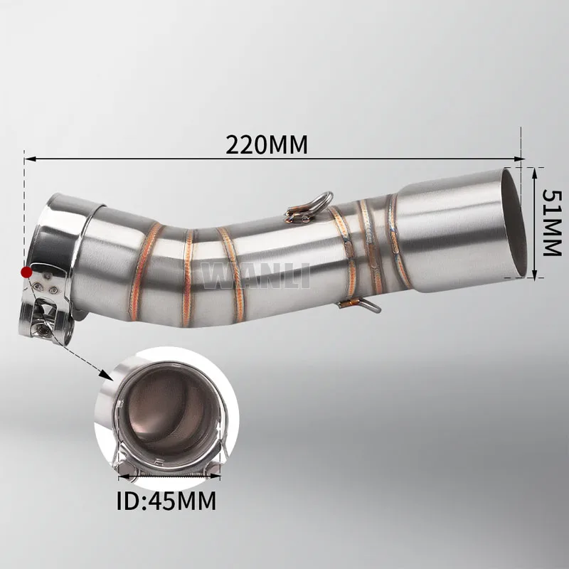 Motorcycle Exhaust System Escape Modified Muffler 51mm Middle Link Pipe Slip On For CFMOTO CLX-700 CLX700 Sport