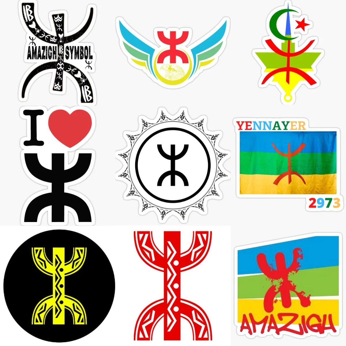 Amazigh Berbers Flag Symbol Emblem Creative Car Stickers for Car Bicycle Window Fridge Wall Table Decoration Accessories