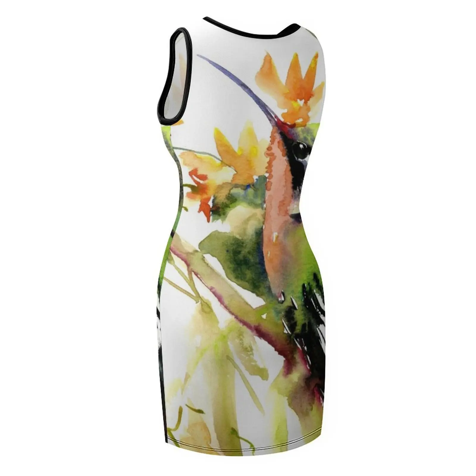 Kolibrie en bloemen Mouwloze zonnejurk Bruidsjurken avondjurken dames luxe dames feestjurk avond prom