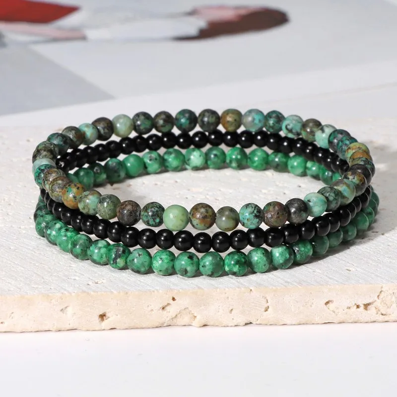 4mm Amethyst Stone Beads Three-Piece Set Bracelet for Men 2026 New Vintage Versatile Beaded Jewelry Gift