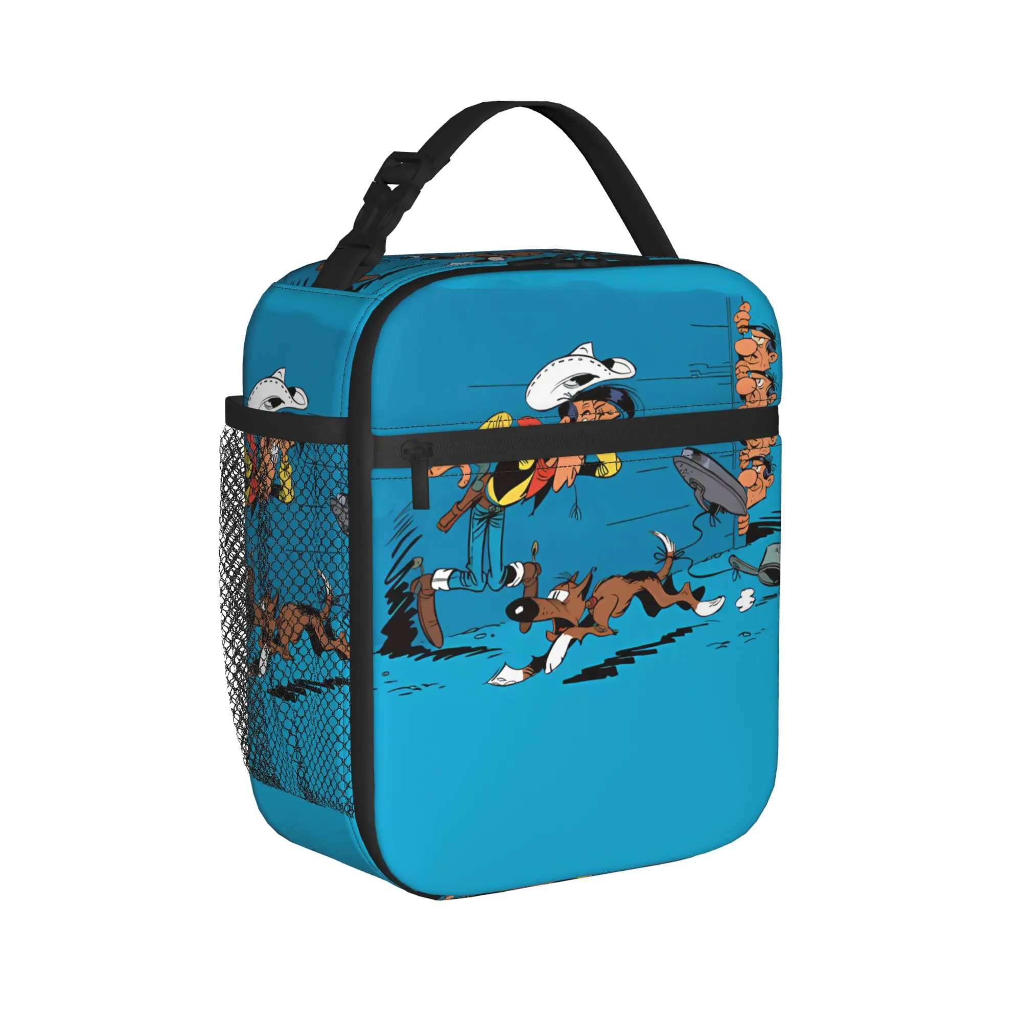 Lucky Luke Cartoon Comics Lunch Bag  Casual Lunch Box School Portable Insulated Thermal Tote Handbags For Women Print Cooler Bag