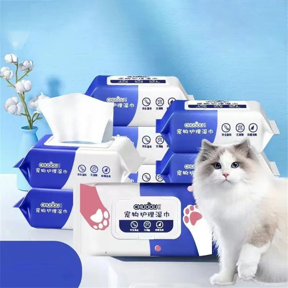 Pet Wipes Ro Pure Water Formula Pet Care Pet Health Care and Cleaning Pet Specific Cleaning Deodorizing Wet Tissue No Wash