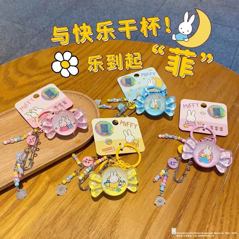 Anime Miffy Cartoon Rabbit Kawaii Candy Model Pendant Keychain Cute Girlish Creative Diy Keychain Schoolbag Gift