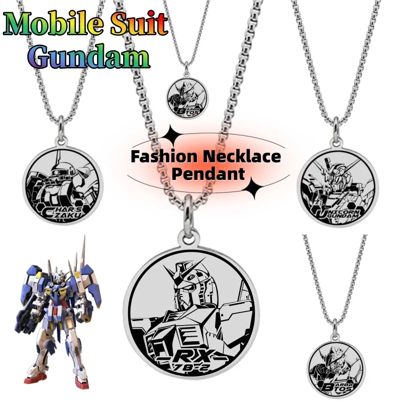 

Gundam Necklace Cute Fashionable Personalized Cartoon Creative Kawaii Simple Titanium Steel Pendant Gift for Friends' Birthday
