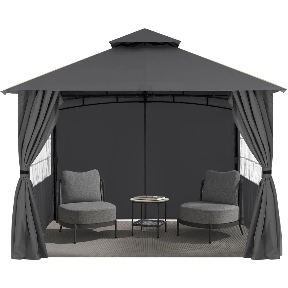 Imagem -06 - Steel Frame Gazebo com Janelas e Cortinas Outdoor Patio Canopy Canopy