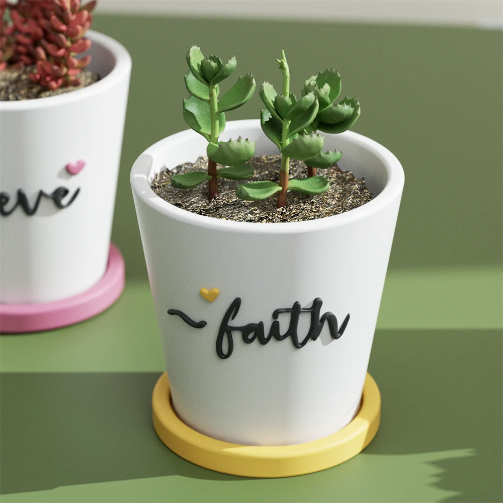 

Words of Blessing Plant Pot and Tray Silicone Mold DIY Concrete Succulent Pot Mould Handmade Jesmonite Mold Home Decor