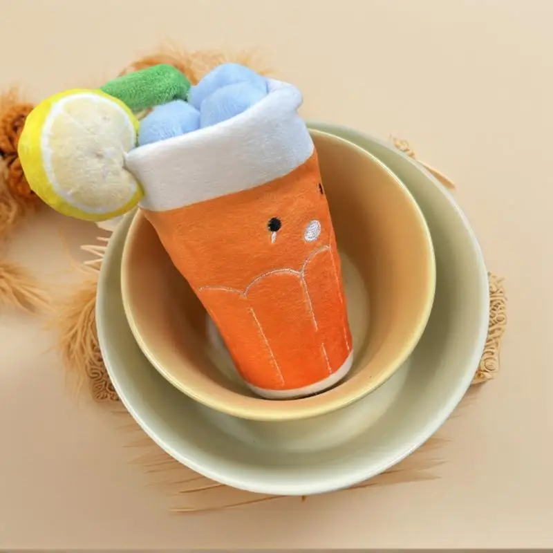 Elegante portachiavi in peluche per bevande arancioni mirtilli; Adorabile borsa per bambola di pezza, ornamento da appendere