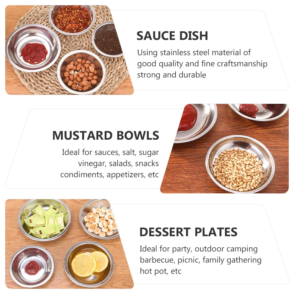 Juego de cuencos para inmersión de acero inoxidable, 12 Uds., perfecto para salsa, soja, Wasabi, plato lateral, aperitivo, tazón de Metal, servicio de comida, uso en cocina