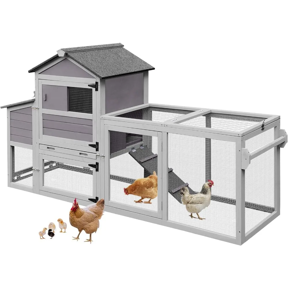 Chicken Coop for2-4Chickens,Mobile Chicken House for Outdoor with Wheels Nesting Box Leakproof Pull-on Tray and UV-Resistant