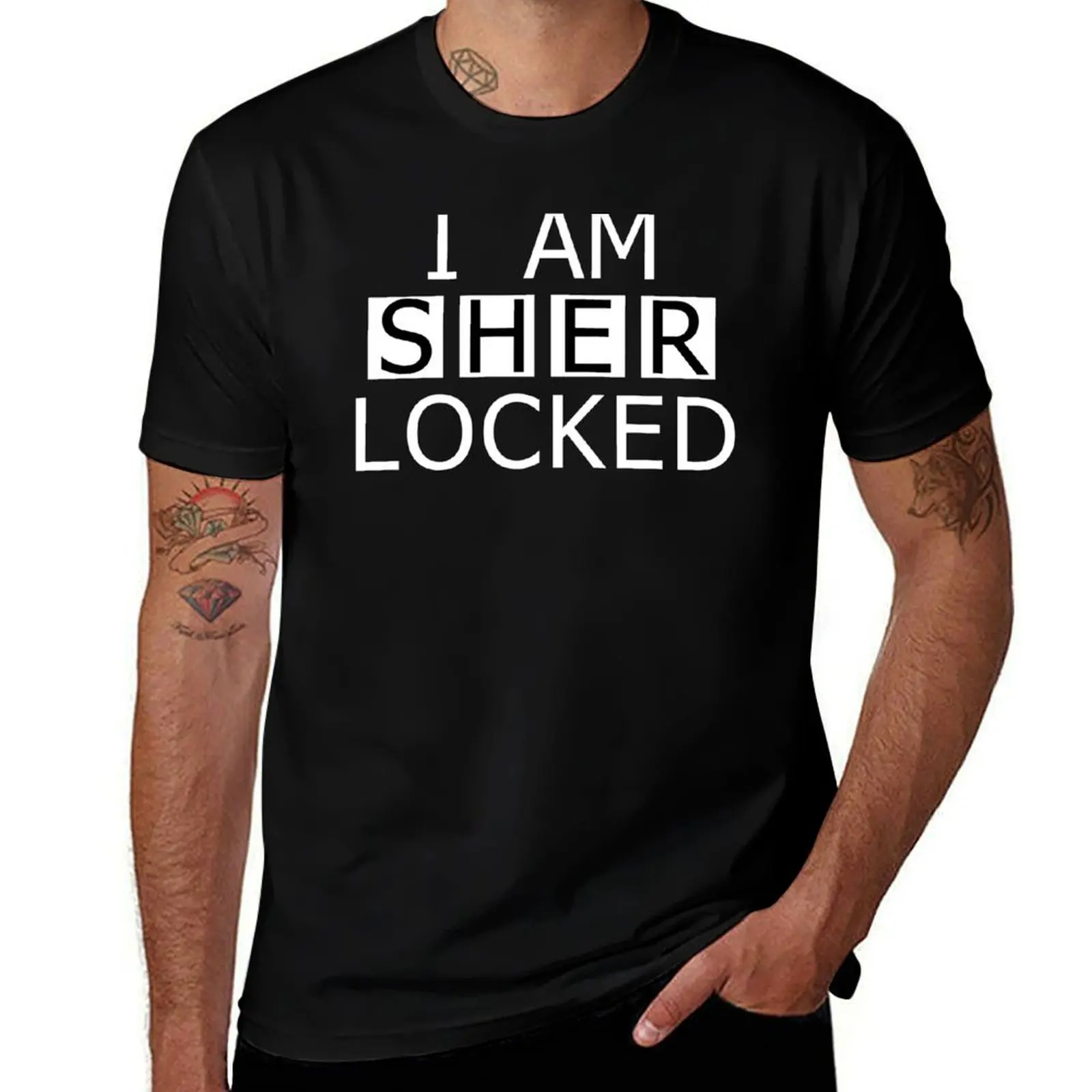 

Футболка I AM SHER-LOCKED, хлопковая футболка, 100% футболки для мужчин, футболка с графическими машинками