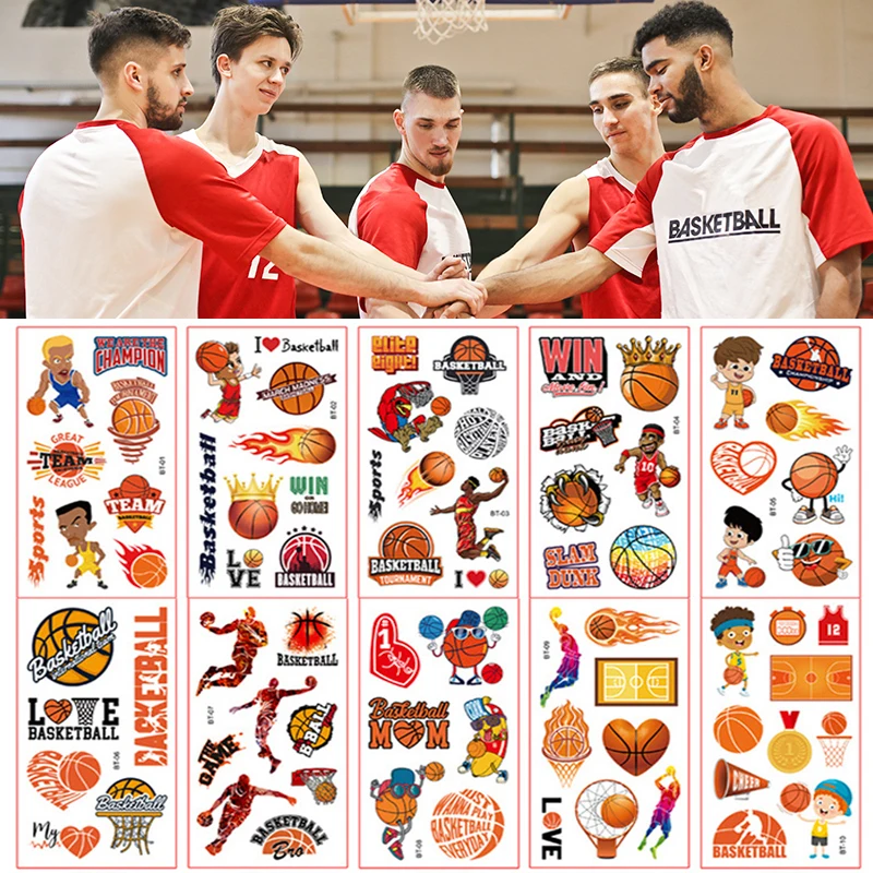 10pc/lot Basketball  Temporary Tattoos Stickers Kids  Birthday Party Favors Decoration Supplies