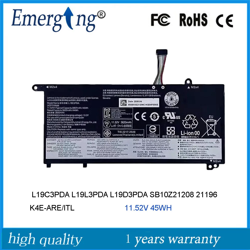 

L19C3PDA L19D3PDA L19L3PDA Аккумулятор для Lenovo ThinkBook 14 15 Gen 2 G2 ARE SB10Z21196 14 G2 ITL 11,52 В 45 Втч
