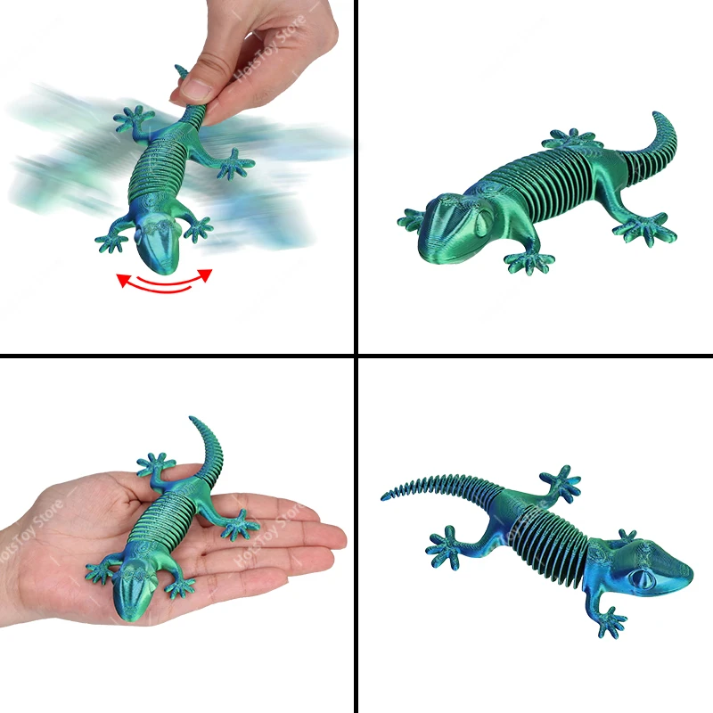 3D Printed Dragon Lizard Spring Crawling Lizard Model Desktop Ornament Creative Birthday Gift Kid Toys