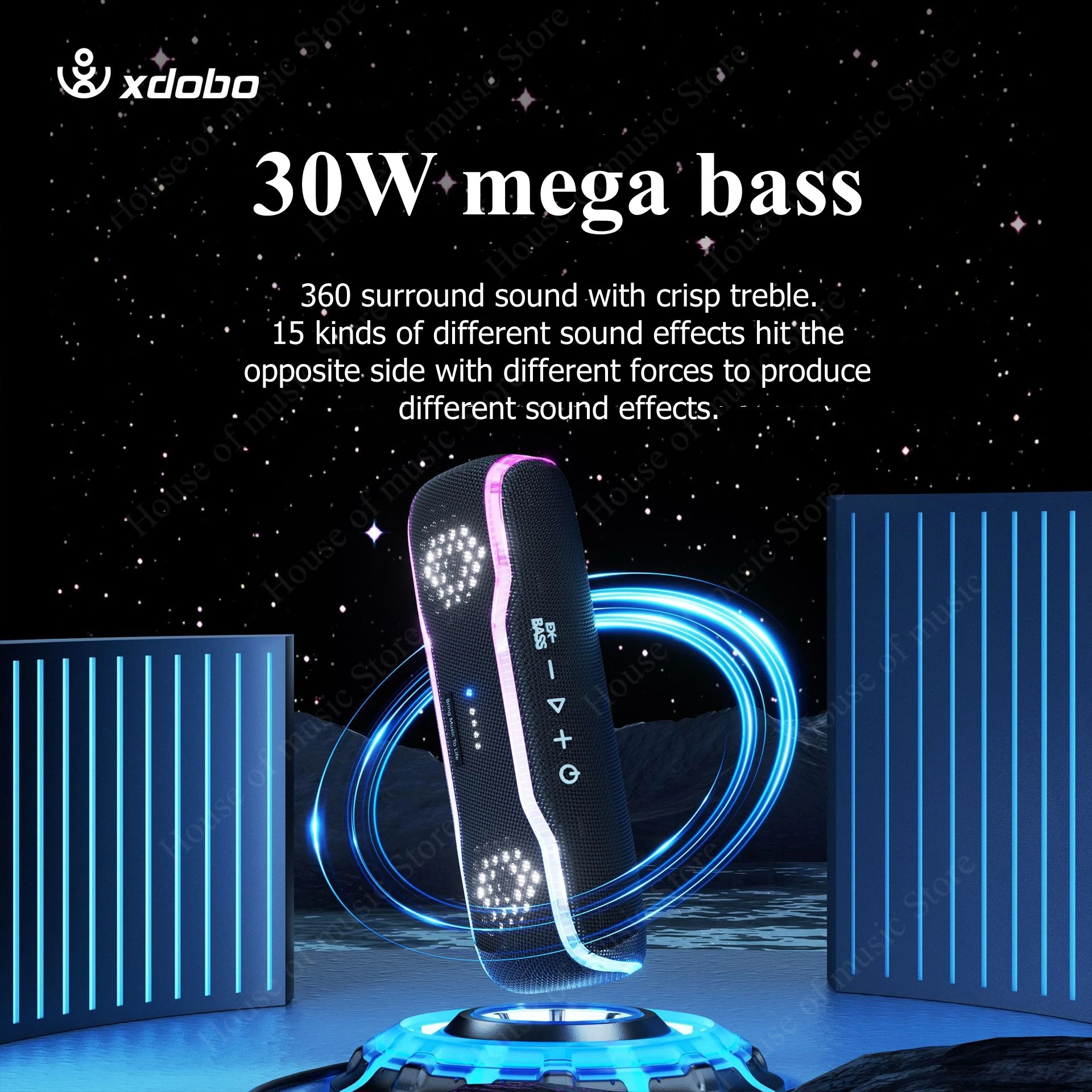 Xdobo NEW 30W Waterproof IPX7 Portable Outdoor Wireless Speaker Play Bluetooth Speaker Outdoor Stereo Subwoofer Speaker Portable