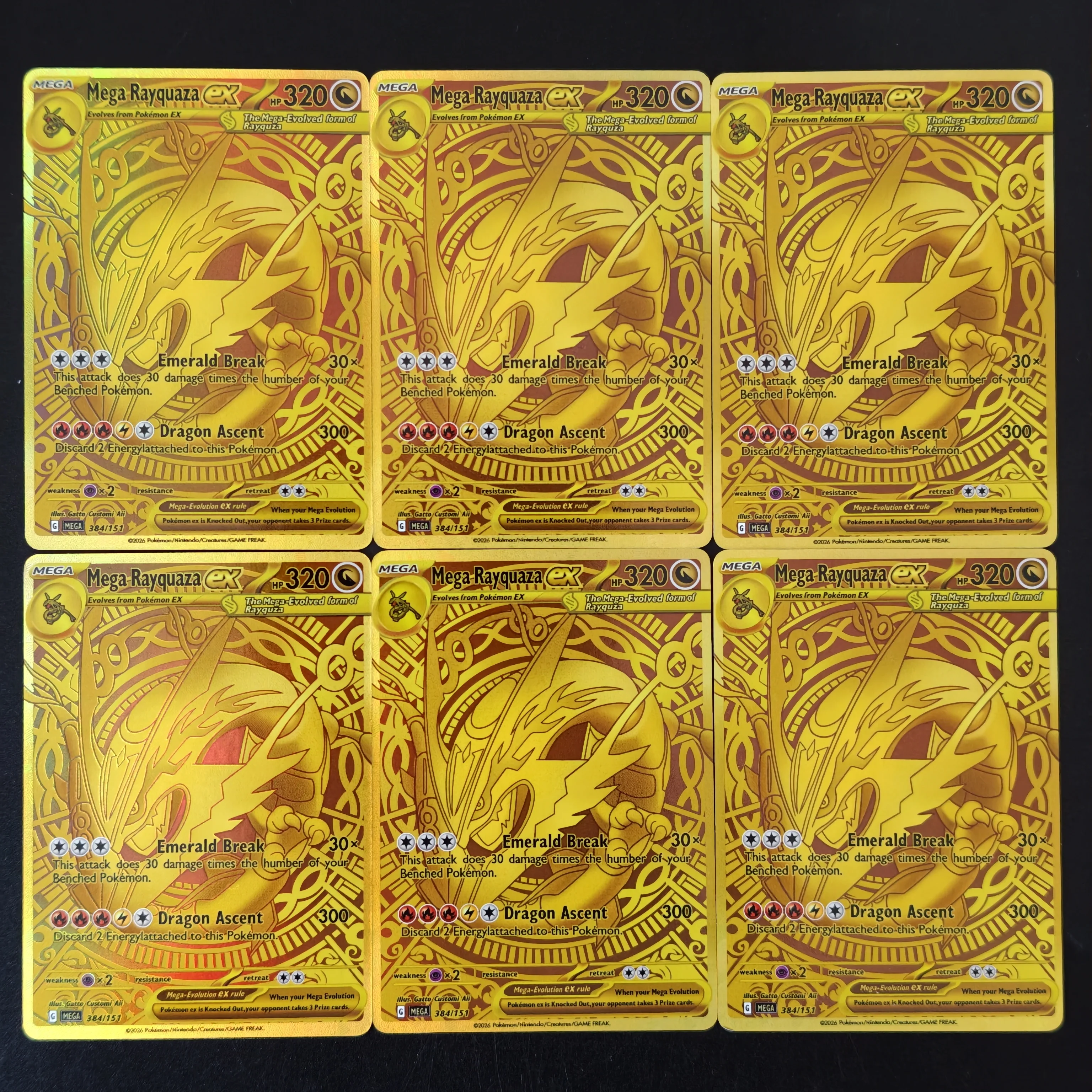 Proxy PKM-Karte Misprint Mega Rayquaza EX Gold Holo Foil Karte DIY TCG Fortgeschrittene Anime-Sammelkarte