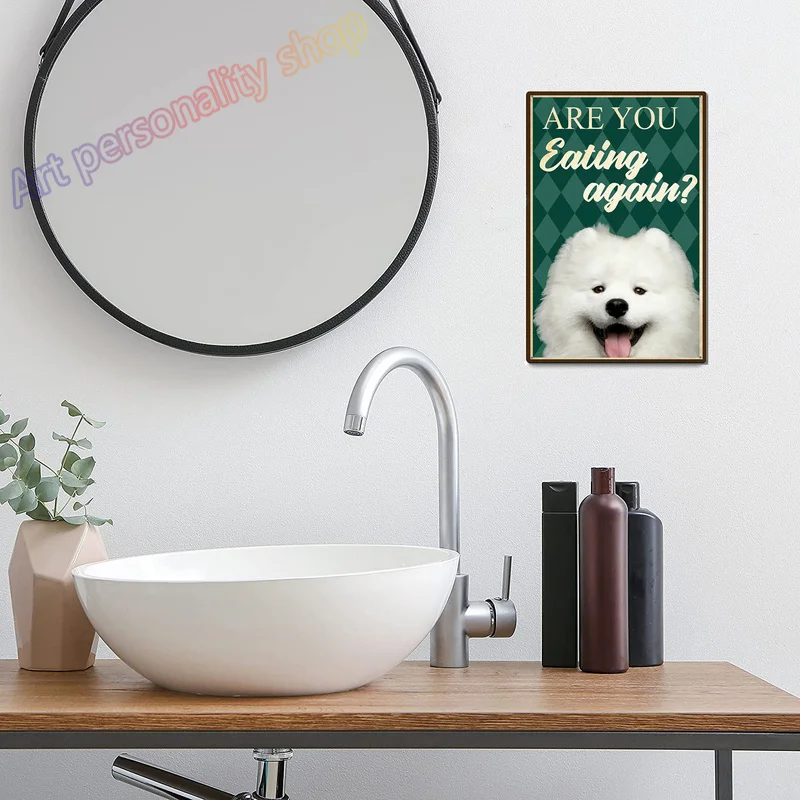 Samoyed Dog &Co. Bath Soap Wash Your Paws Vintage Metal Tin sign Home Room Garage Garden Bathroom Cafe Bar Pet Shop Wall Decor