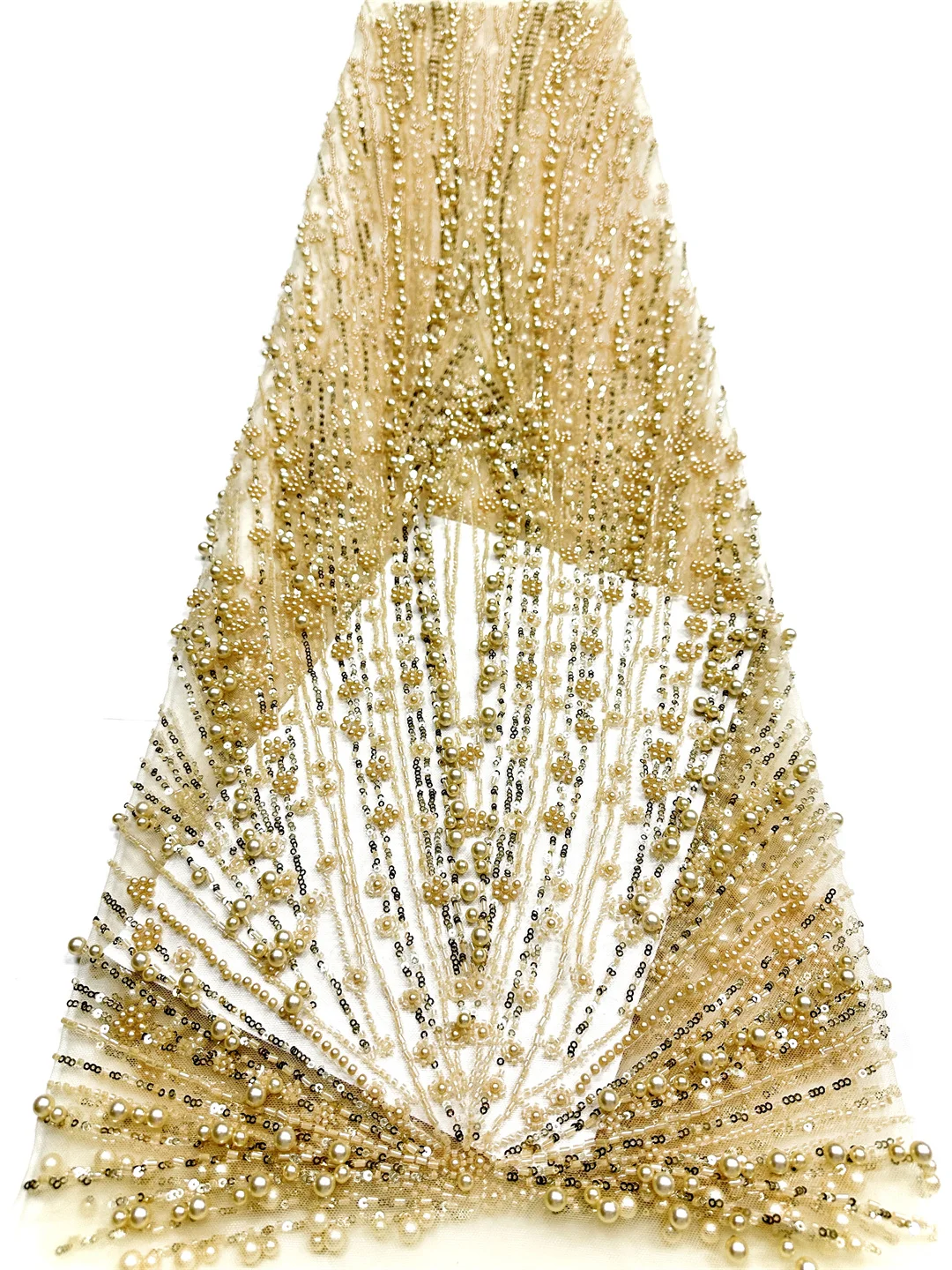 

Luxurious Nigerian African Beaded Lace Fabric 2026 High Quality Sequins Beaded Embroidery French Lace Fabric For Wedding Dress