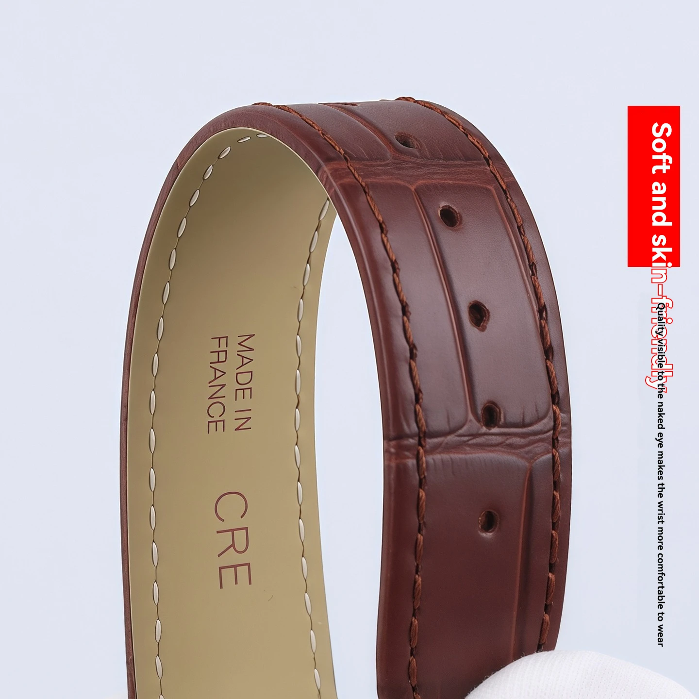 Universal Strap for Cartier Tank, London, Solo, and Santos Ultra-Thin Leather Watch Bands for Men and Women 15mm 17mm 18 20mm view 4