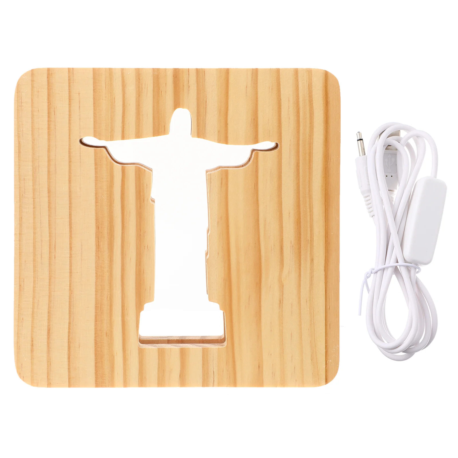 

Jesus Cross 3D LED Acrylic Wooden Night Light Natural Pine Aroma USB Control Bedroom Study Table Lamp 3D Jesus Cross Light