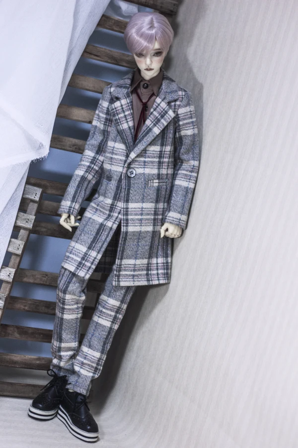 

BJD Doll Clothes Gray Checkered Coat Set Jacket Pants Detachable Sale For 1/3 1/4 BJD SD DD MSD MDD SD17 POPO68 Uncle SSDF Doll