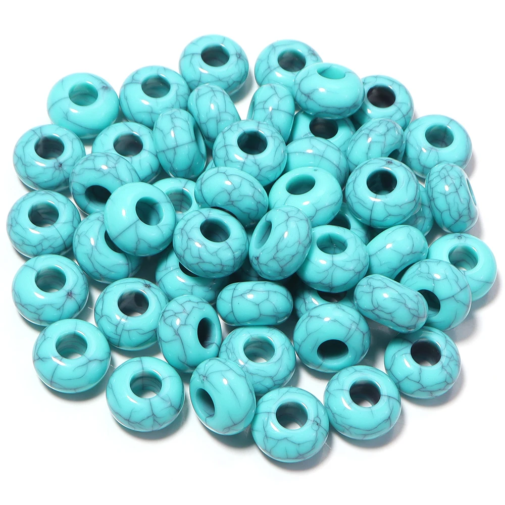 50 Stück/Lot 14×8mm Acrylperlen mit großem Loch, Abstandshalterperlen für die Schmuckherstellung, DIY-Halskette, Armband, Schlüsselanhänger, Zubehör