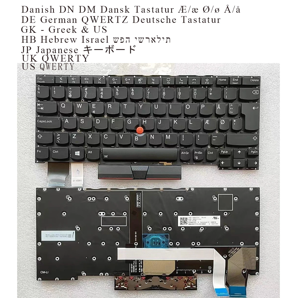 

NW SD Датская, греческая, немецкая, иврит, японская, Великобритания, США, клавиатура для Lenovo Thinkpad X13 Yoga Gen1/X390 Yoga Type 20NN, черная, с подсветкой