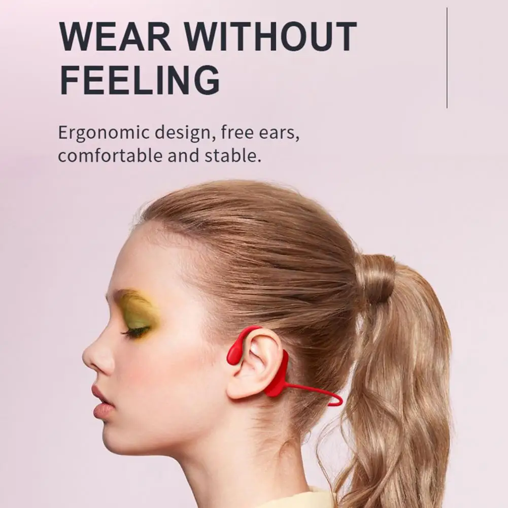 Durable Earhook Bone Conducting Stereo Wireless Headset Sweatproof Energy Saving Bluetooth-compatible Earphone for Fitness