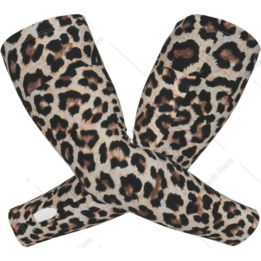 Leopard Print print print Adult ice silk cooling arm cover protection and finger hole cooling arm cover lightweight