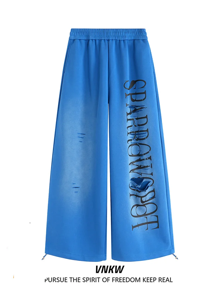 

Американские широкие спортивные штаны с завязками, свободные повседневные брюки для мужчин и женщин, драпированные брюки длиной до пола с принтом...