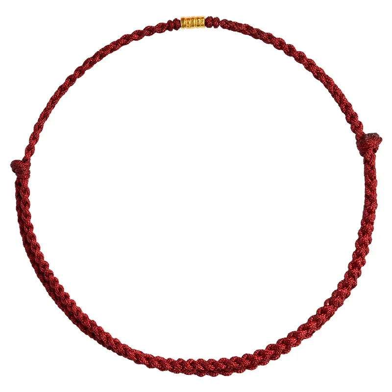 Imagem -05 - Pulseira Multilayer Circle para Mulheres e Homens Cordão Vermelho Brilhante Casal Amante Corda Vermelha Alta Qualidade Real 24k Ouro Amarelo Alta Qualidade