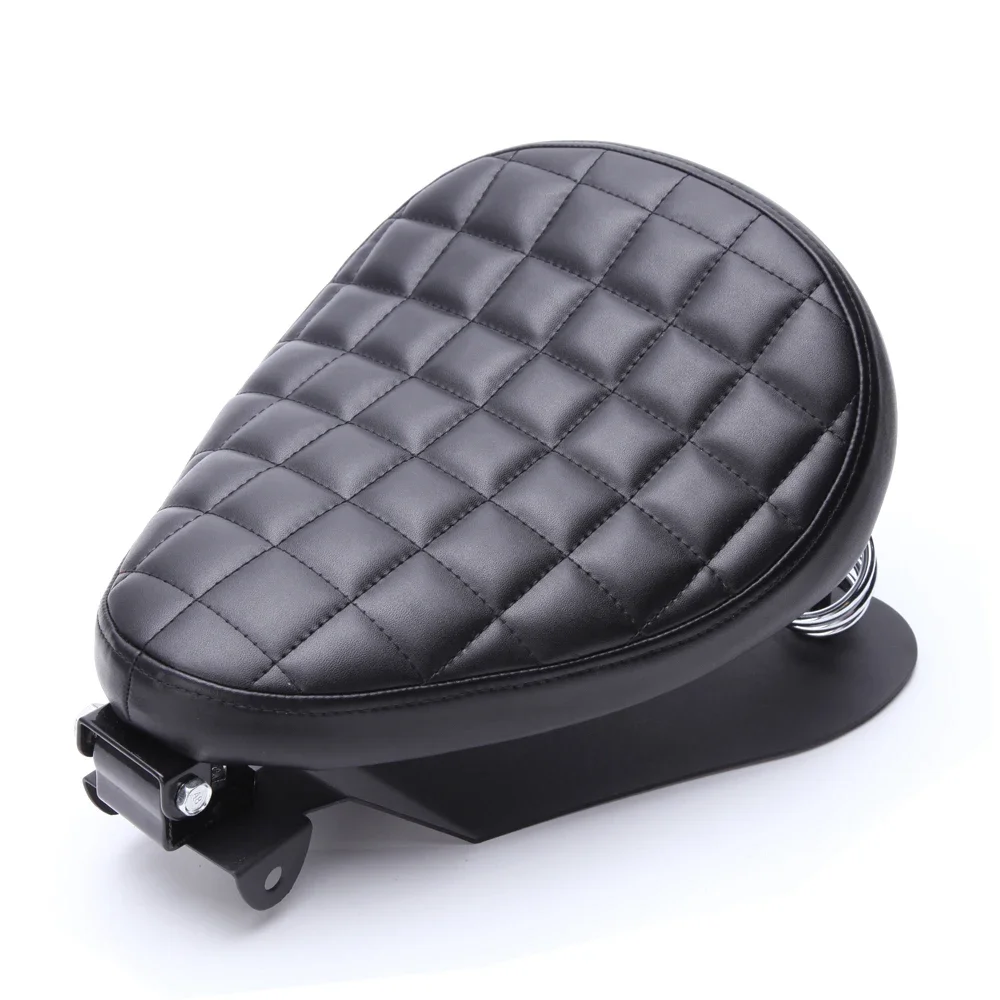 1 SET motorfiets retro lederen solozadel 3 "veerbeugel voor Harley Custom Chopper Sportster Bobber Honda Yamaha Kawasaki