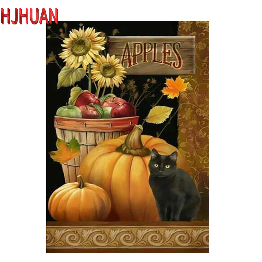 Diamond painting with pumpkin design, cross stitch, modern decoration, mosaic, full square or round drill, art picture, new gift