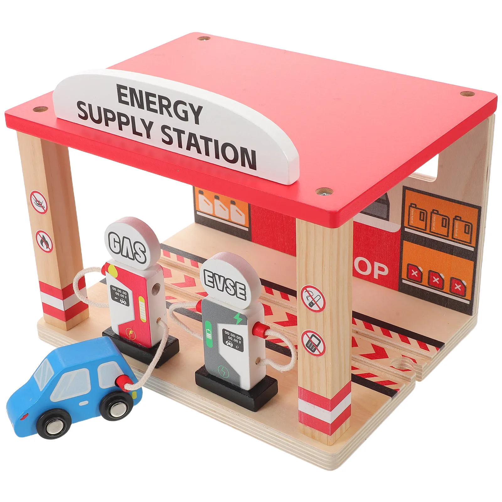 Simulation DIY Gas Station Miniature Scene Playset for Kids Railway Gas Pump Interactive Pretend Play Micro Landscape