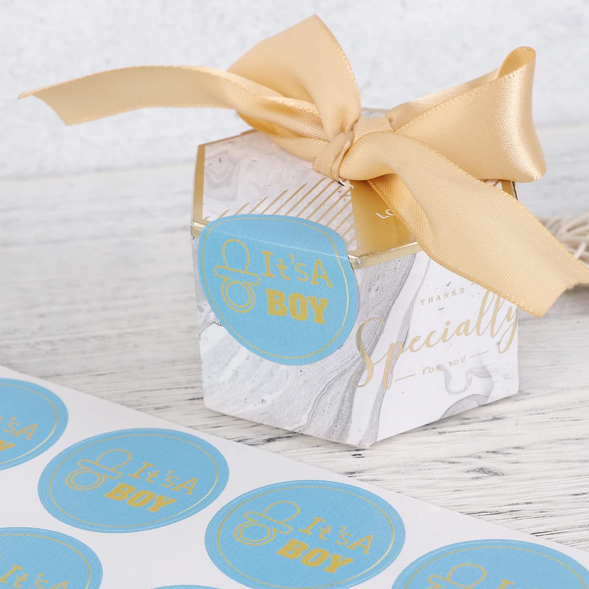

120Pcs Waterproof Thick Sealing Stickers Round Self-Adhesive Labels for Boy Baby Shower Candy Favors Envelope Scrapbooking
