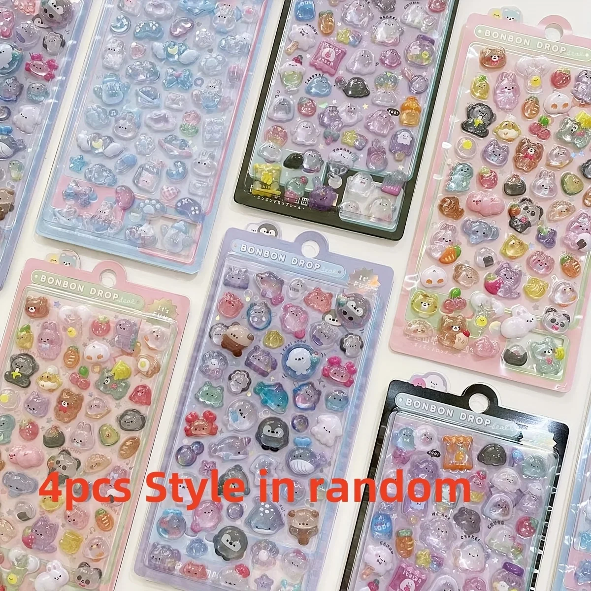 4Sheets random style mobile phone notebook decoration stickers, cute cartoon stickers, non repeating four sheet set
