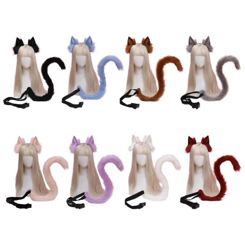 

Cartoon Ears Tail Set Masquerade Halloween Cat Cosplay Party Costume Ear Hairhoop Headwear Accessories MY25 21 Dropship