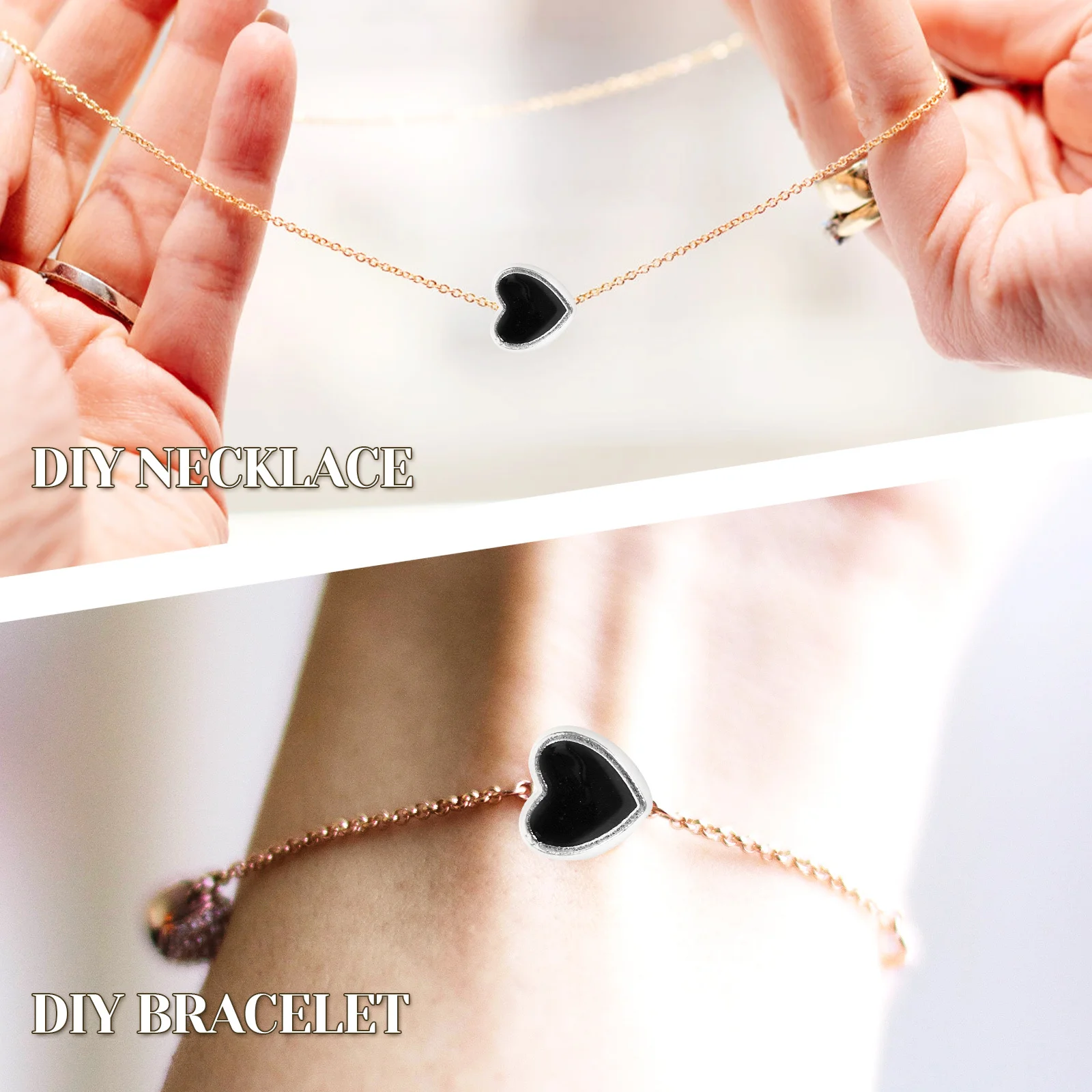 

100Pcs Heart Spacer Beads DIY Jewelry Making Beads for Necklace Bracelet Craft Accessories Beading Kits Beaded Necklace Kit