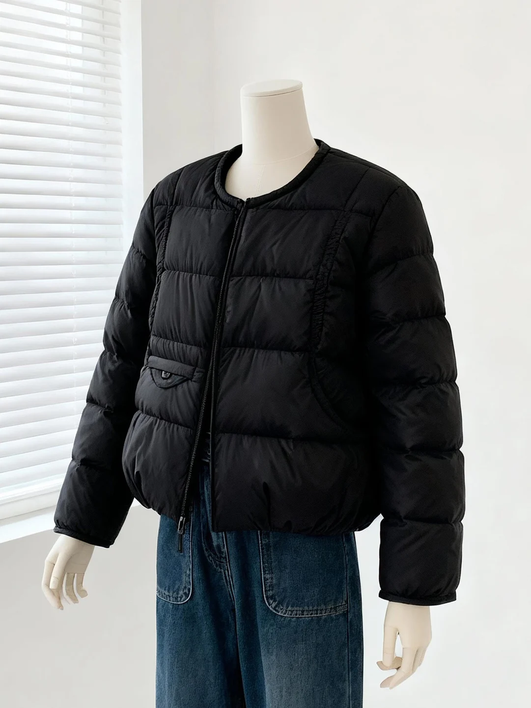 

Loose Fit Cotton Jacket Women's Short Style Winter Fashionable Versatile Turn-down Collar Zipper Closure Thickened Long Sleeve