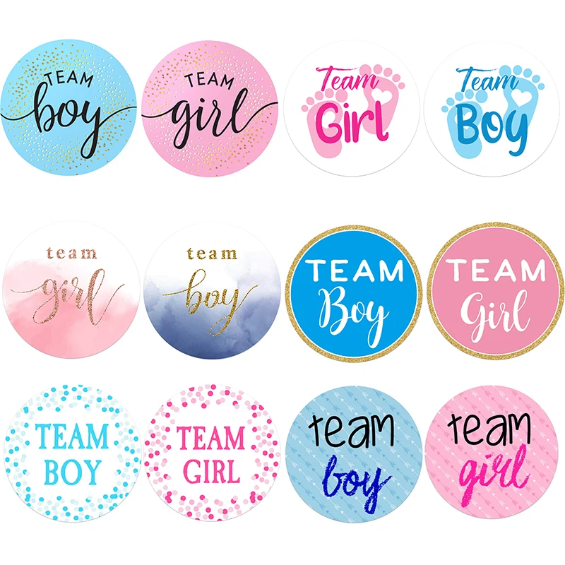 Boy or Girl Team Boy Team Girl Stickers Gender Reveal Sticker Party Decoration Baby Shower Welcome New Baby Gift Box Label