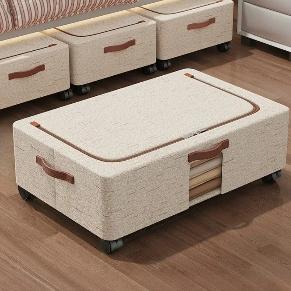 

Under Bed Storage Container with Wheels, Large Capacity Rolling Box for Shoes Clothes, Space Saving Organizer for Bedroom
