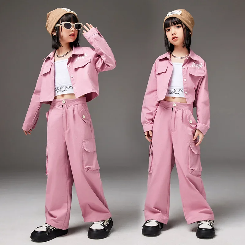 

Pink Street Dance Costume Fashion Catwalk Show Stage Outfit Kpop Jazz Dance Clothes Hip Hop Performance Dancewear DL11093