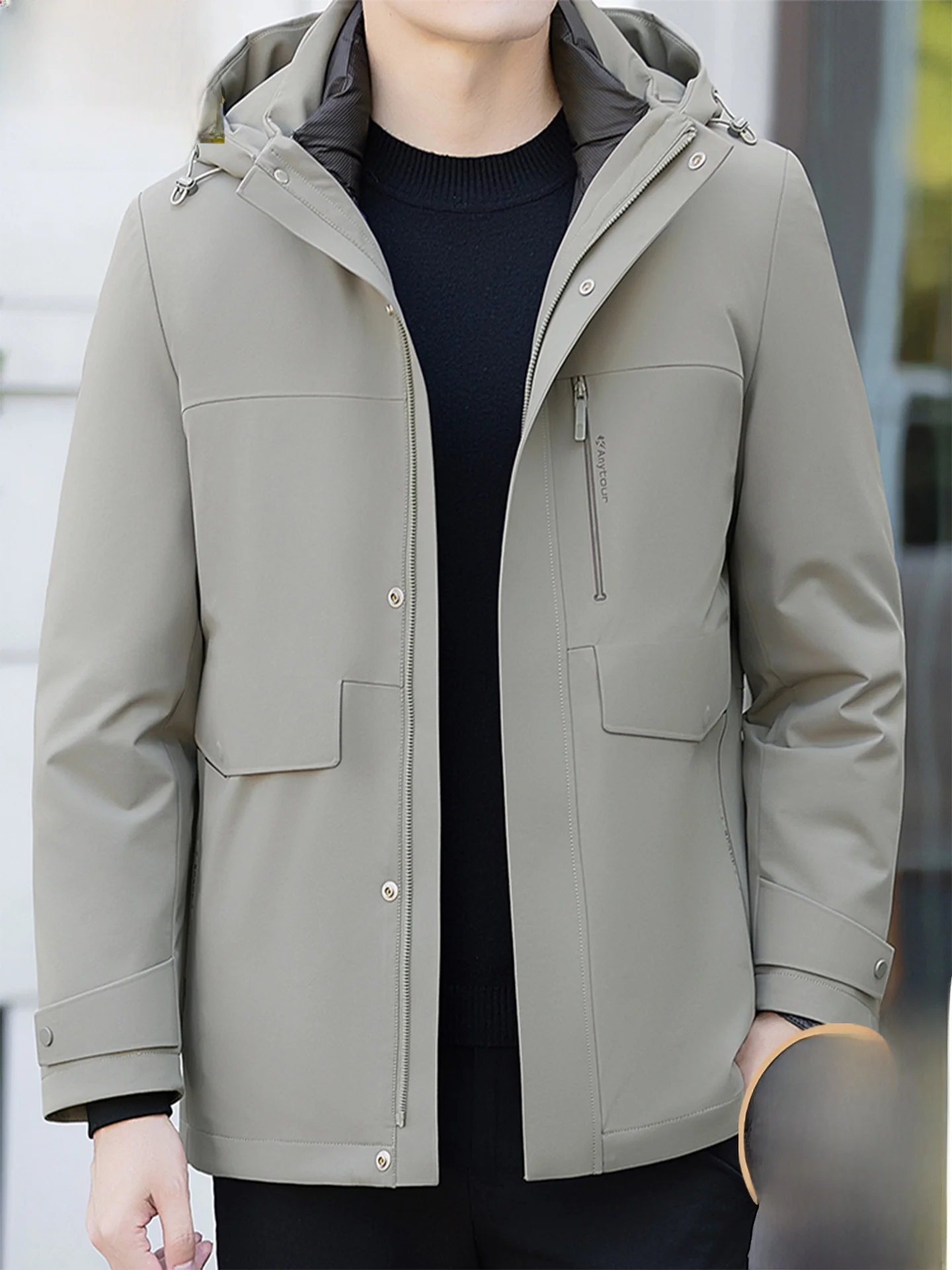 

Мужское зимнее пальто Woodpeer: утепленное, с двойным слоем, с отстегивающимся внутренним слоем, повседневное, стильное