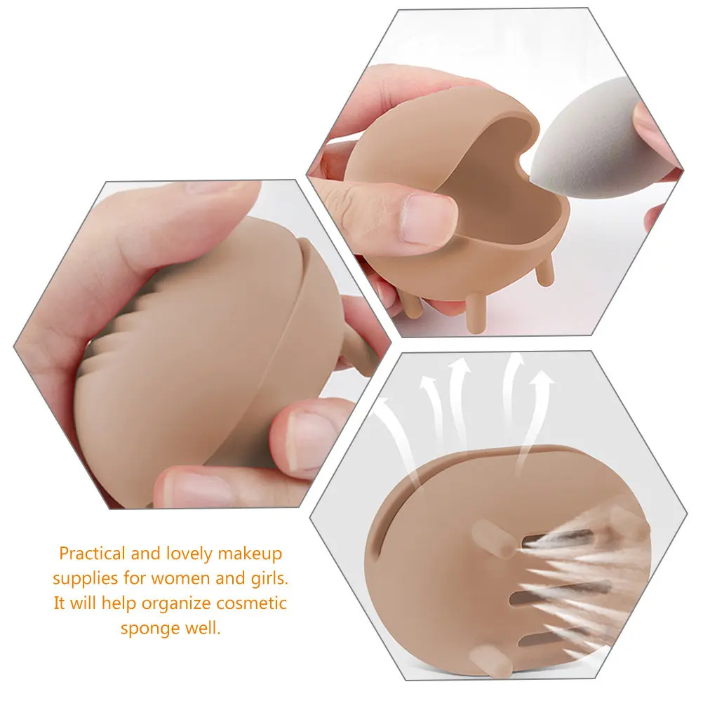 Makeup Sponge Case Silicone Powder Puff Container with Ventilation Holes for Faster Drying Storage Travel Friendly Reusable view 5